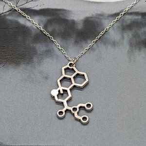 Silver LSD Chemical Molecule Necklace